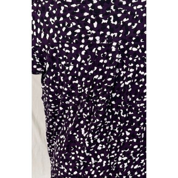 Alfani Womens Large Black White Purple Pattern Short Sleeve Rayon Top NEW - Picture 8 of 9